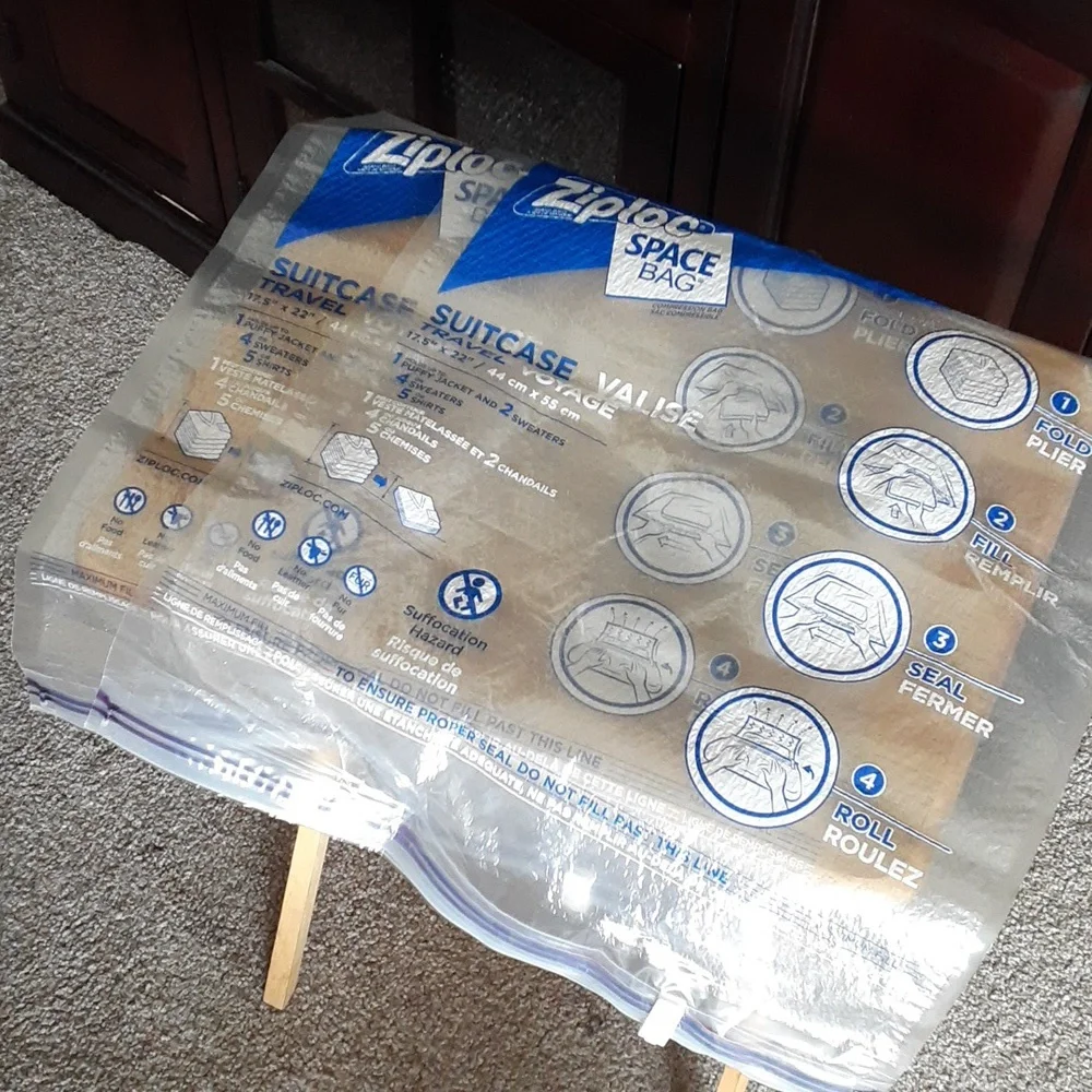 NWOT (2) Ziploc Space Bags Suitcase Size SS108